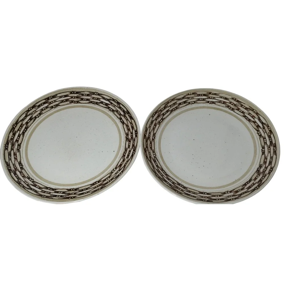 Vintage Royal China Dinner Plates Basketweave‎ Cavalier Ironstone Set of Two
